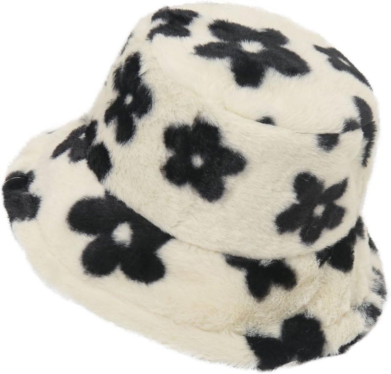 Yonchic Store Winter Soft Faux Fur Plush Bucket Hat, Lovely Fisherman Cap, Fashion Outdoor Thick Warm Sun Cap for Women - Image 1
